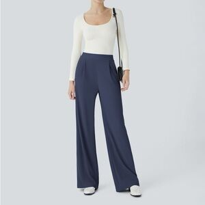 HALARA | Blue High Rise Body Sculpt Wide Leg Athletic Pants